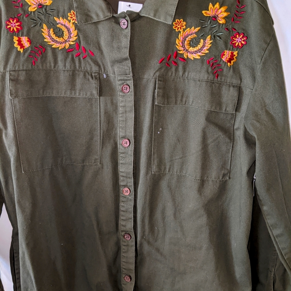 Brand new size Large,olive color, button down shirt/jacket